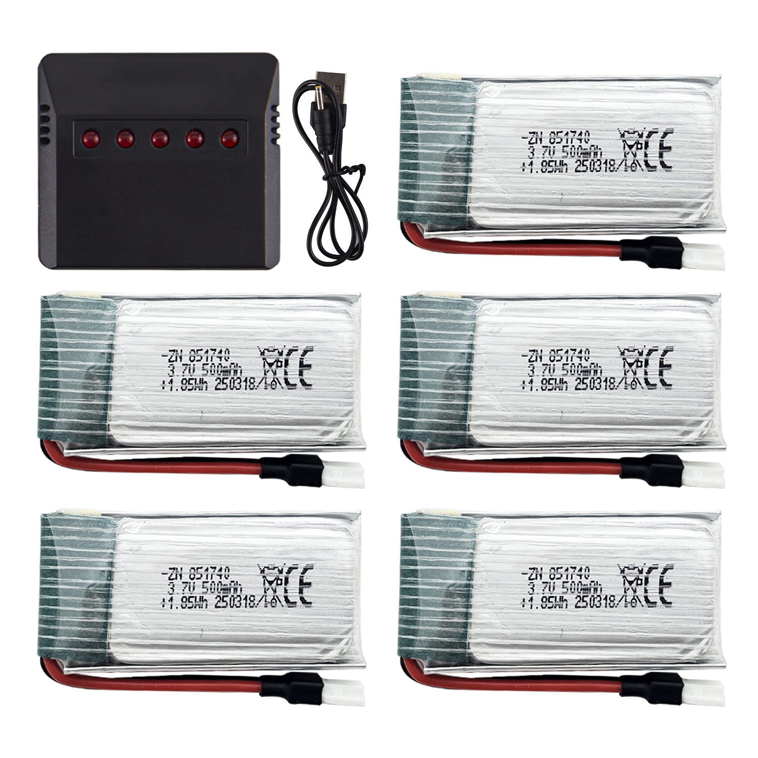 5Pcs 3.7V 500mAh LiPo Batterie - مراجعة Rc Helicopter Charger وسعره